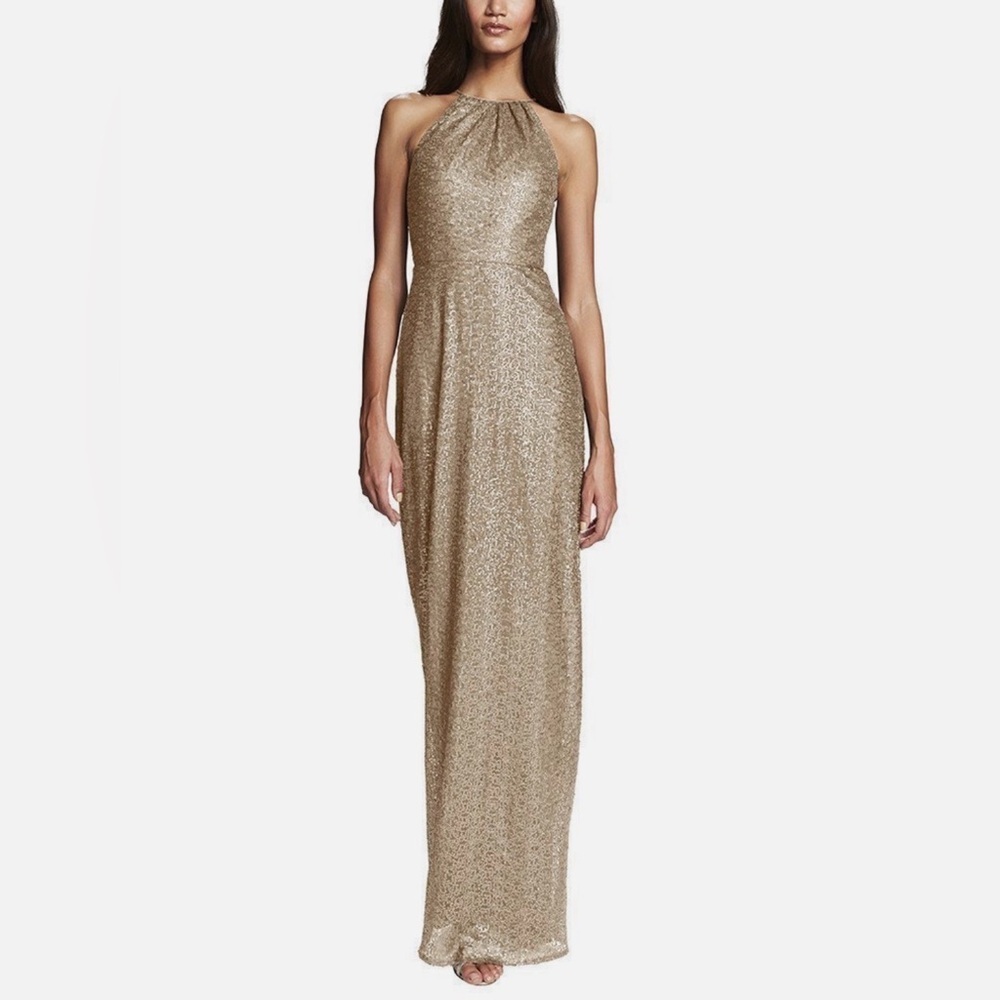 Amsale Chandler Sequined Halter Dress